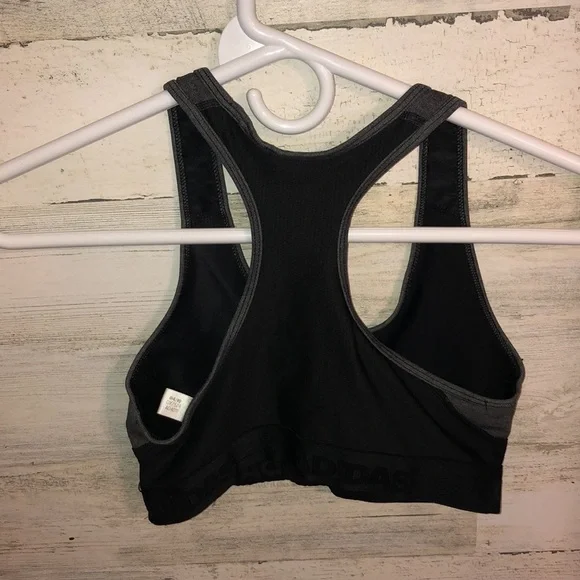 Adidas bra gray black and white sports bra active wear sports wear fit like a SM - Picture 4 of 5